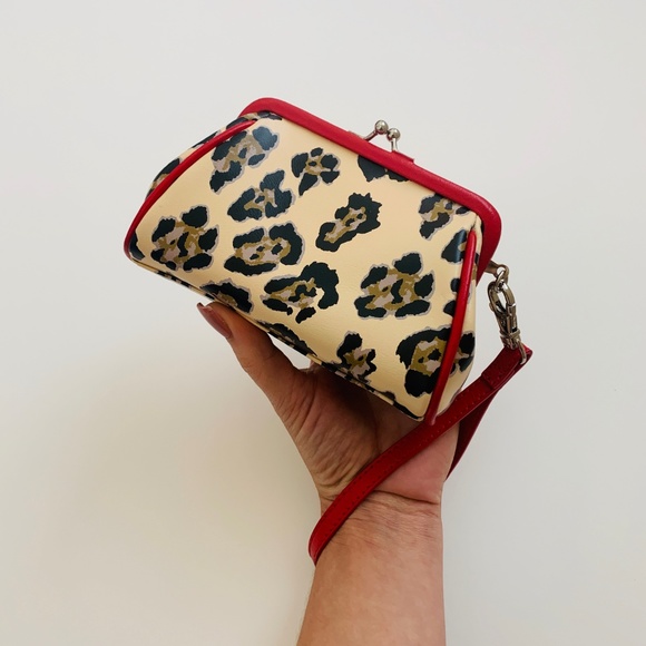 Baekgaard Cheetah Print with Red Trim Wristlet - Picture 2 of 6
